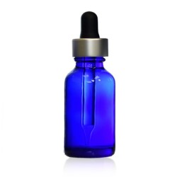 30 ml Blue Glass Bottle With Silver Dropper