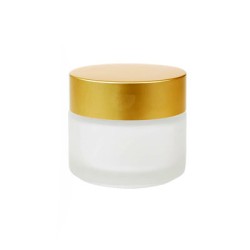 50 ml Frosted Glass Jar With Gold Lined Cap 50 ml Frosted Glass Jar With Gold Lined Cap