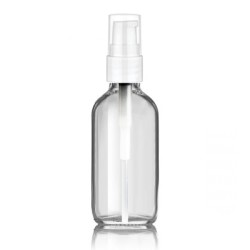 2 Oz Clear Glass With White Treatment Pump