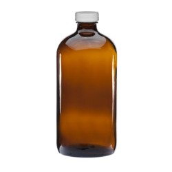 32 Oz Amber Glass Bottle With White Cap