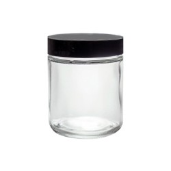 4 Oz Clear Glass Jar With Black Cap