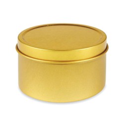 8 OZ Gold Deep Metal Tin With Slip Cover Top