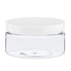8 Oz Clear Pet Heavy Wall Jar With White Cap