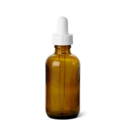 2 oz Amber Glass Bottle With White Dropper