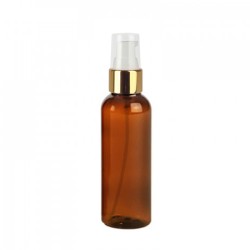 2 Oz Amber PET Bottle With Gold Treatment Pump