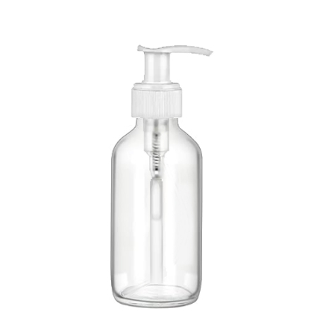 4 Oz Clear Glass Bottle With White Lotion Pump