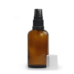 50 ml Amber Glass Bottle With Black Treatment Pump