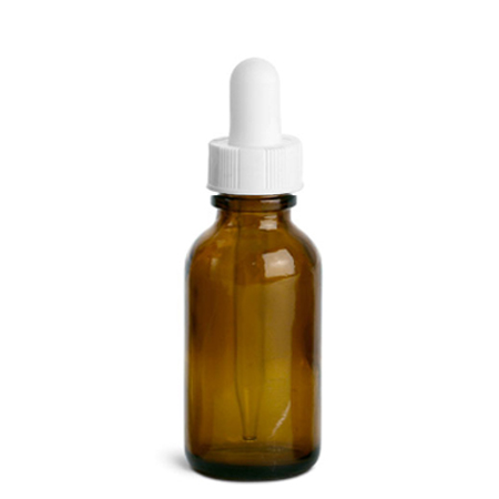 1 oz Amber Glass Bottle With White Dropper
