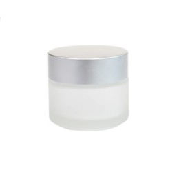 50 ml Frosted Glass Jar With Silver Lined Cap 50 ml Frosted Glass Jar With Silver Lined Cap