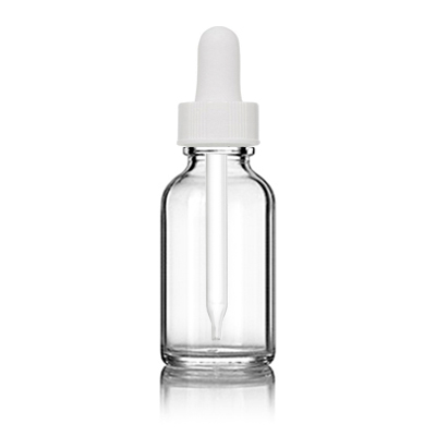1 Oz Clear Glass Bottle With White Dropper