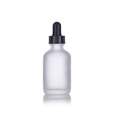 1 Oz Frosted Glass Bottle With Black Dropper