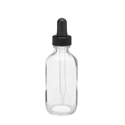 2 Oz Clear Glass Bottle With Black Dropper