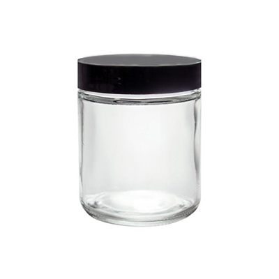 4 Oz Clear Glass Jar With Black Cap