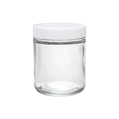 4 Oz Clear Glass Jar With White Cap