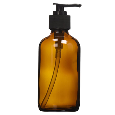 4 Oz Amber Glass Bottle With Black Lotion Pump