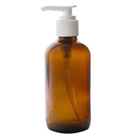 4 Oz Amber Glass Bottle With White Lotion Pump