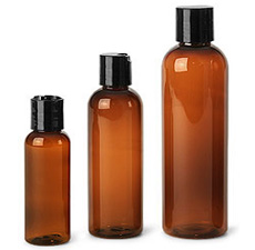 Amber Pet Bottles With Black Disc Top Cap